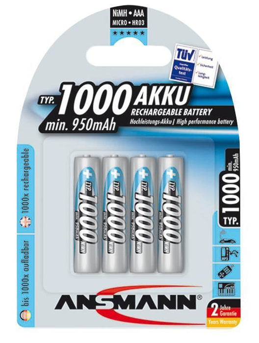 NiMH Rechargeable AAA Batteries 4 Pack