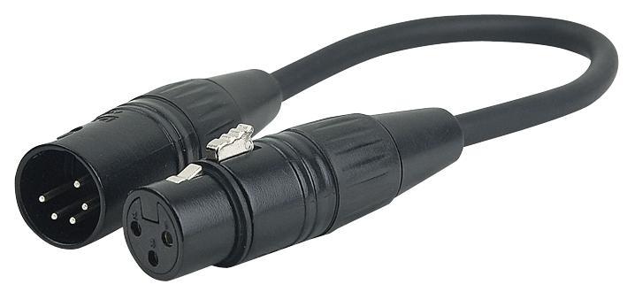 5 Pin XLR Male to 3 Pin XLR Female DMX Adaptor Lead 0.25m