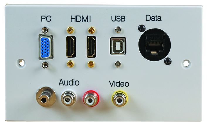 2 Gang HDMI Wallplate with VGA, USB B, AV & RJ45 Ports