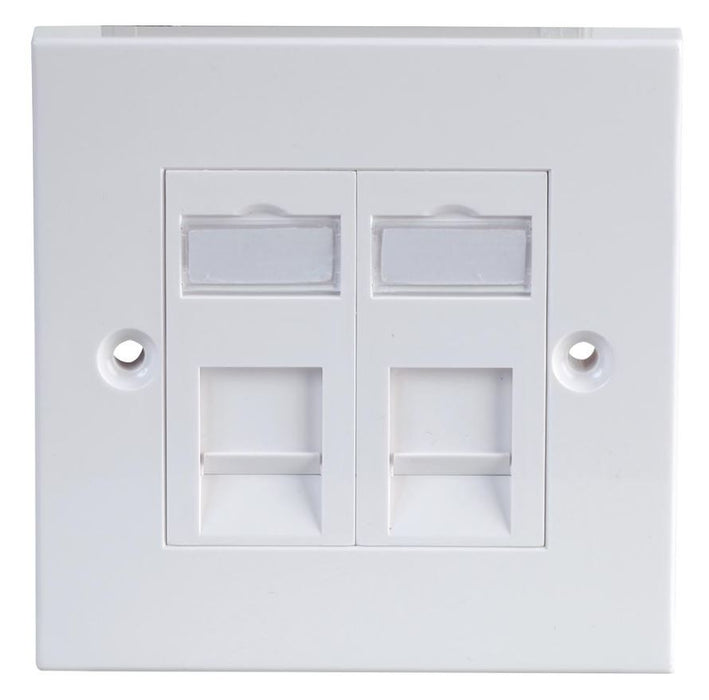 1 Gang Twin RJ45 Socket Faceplate White