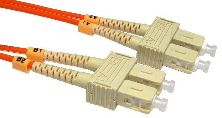 0.5m SC SC Duplex 50/125µm Multimode Fibre Optic Patch Lead