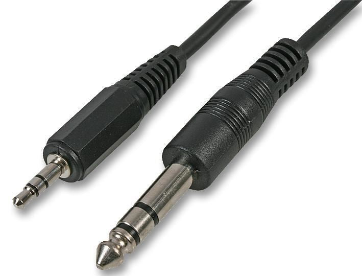 3.5mm to 6.35mm (1/4") Stereo Jack Plug to Plug Lead, Black