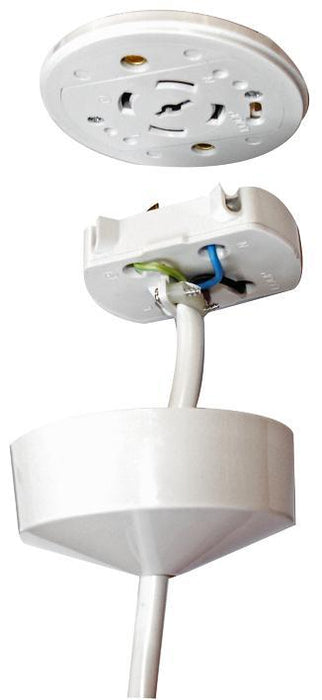 Pre-Wired Plug in Ceiling Rose, White