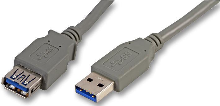 USB 3.0 A Male to A Female Lead Grey