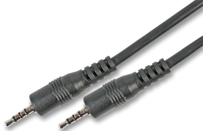 2.5mm 4 Pole Jack Plug to Plug Lead - Black