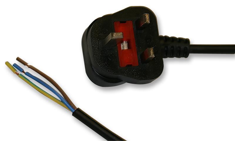 13A UK Plug to Bare Ends Power Lead - 2m