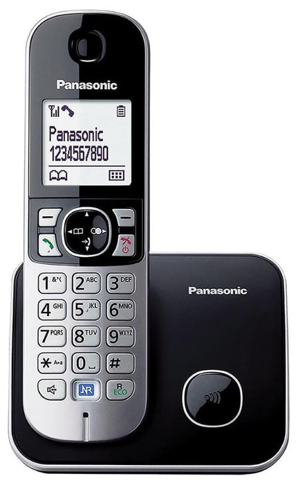 Cordless Phone with White LCD Display and Noise Reduction, Silver and Black