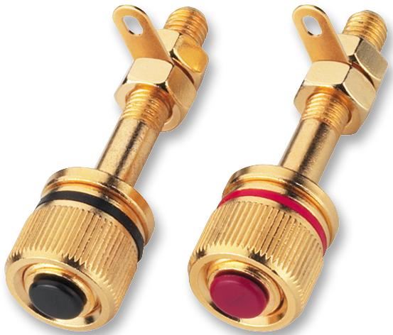 Speaker Pole Terminals with Gold Plated Contacts Red/Black Pair
