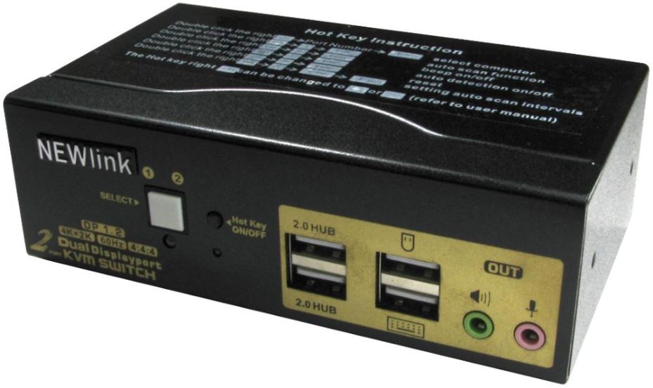 2 Port Dual Screen 4K DisplayPort KVM Switch