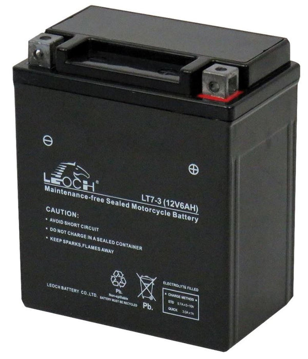 12V 6Ah High Performance Motorcycle Battery - Low Maintenance & Dry Charged