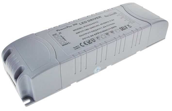 45W Constant Voltage LED Driver Mains Dimmable 24Vdc 1.8A