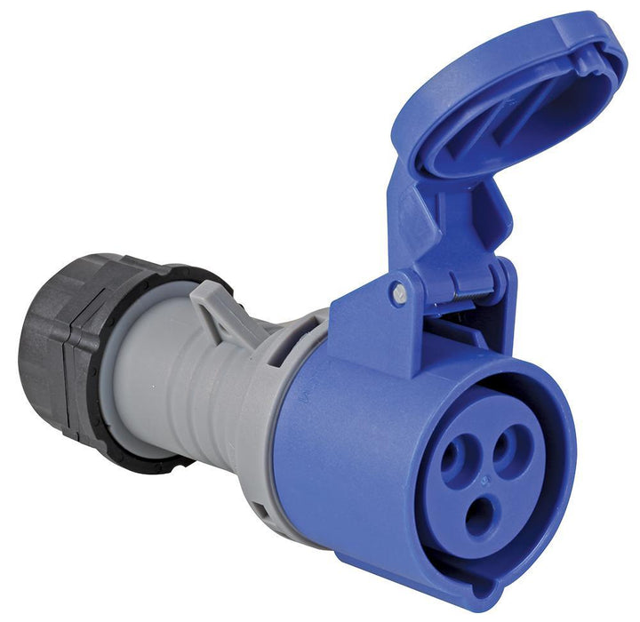 16A, 250V, Cable Mount CEE Socket, 2P+E, Blue, IP44