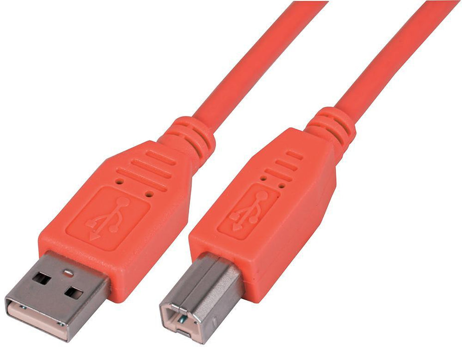 Lead, USB2.0 A Male to B Male, Red 1m