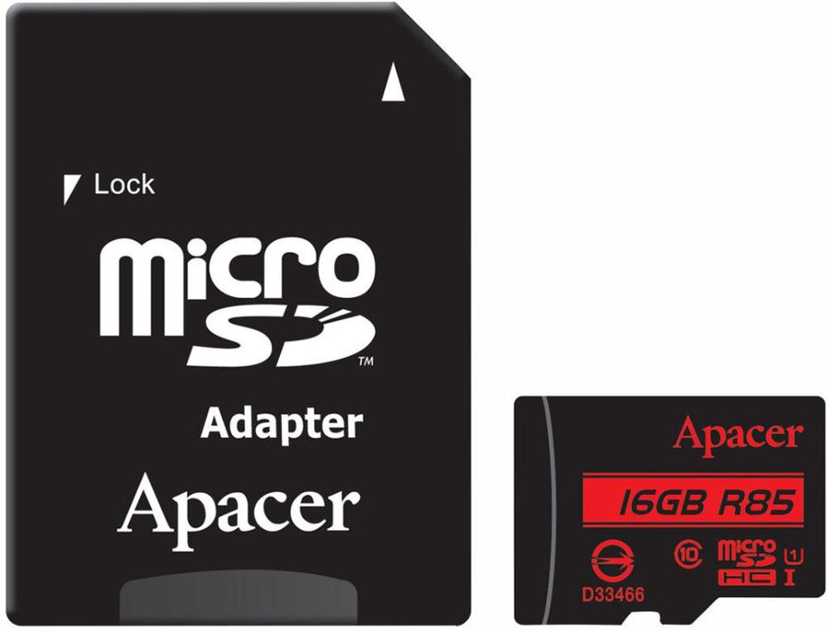 16GB UHS-I Class 10 MicroSDHC Memory Card with SD Adaptor, 85MB/s