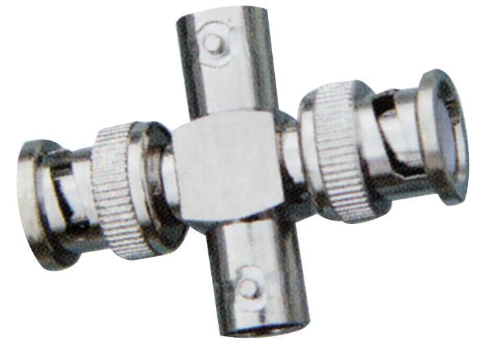 2x BNC Plugs to 2x BNC Sockets 4 way Adaptor, Nickel Plated Brass Body