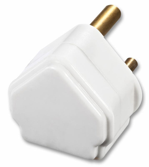 White 3 Pin, 2A Round UK Mains Plug