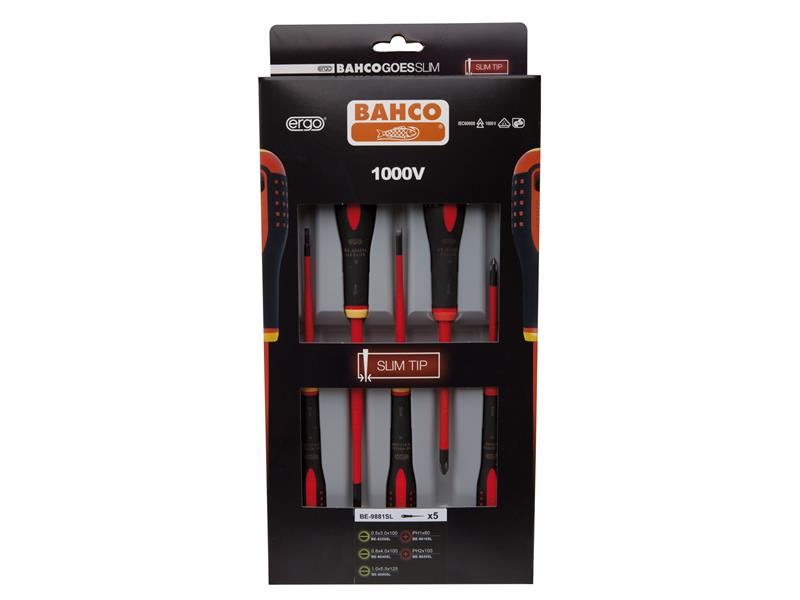 BE-9881SL ERGO™ Slim VDE Insulated Screwdriver Set, 5 Piece