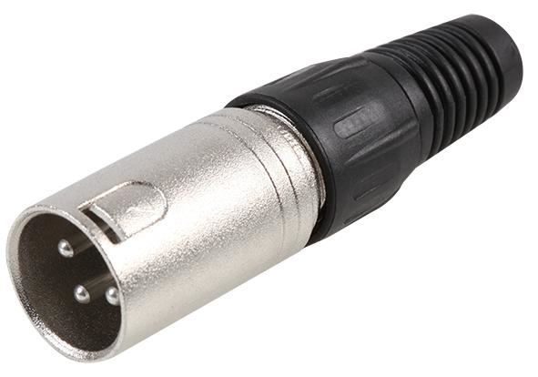 XLR Plug with Black Coloured Strain Relief