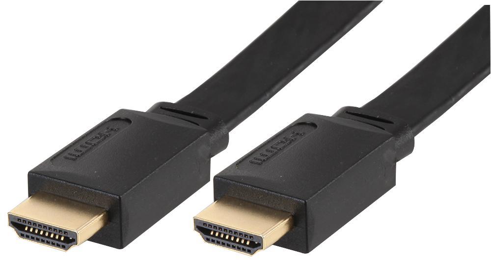 High Speed 4K UHD HDMI Lead Male to Male, Flat Cable, Black