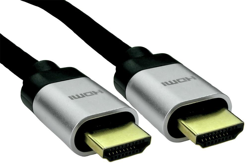 Premium High Speed 8K HDMI 2.1 Lead Silver Aluminium Hoods, 0.5m