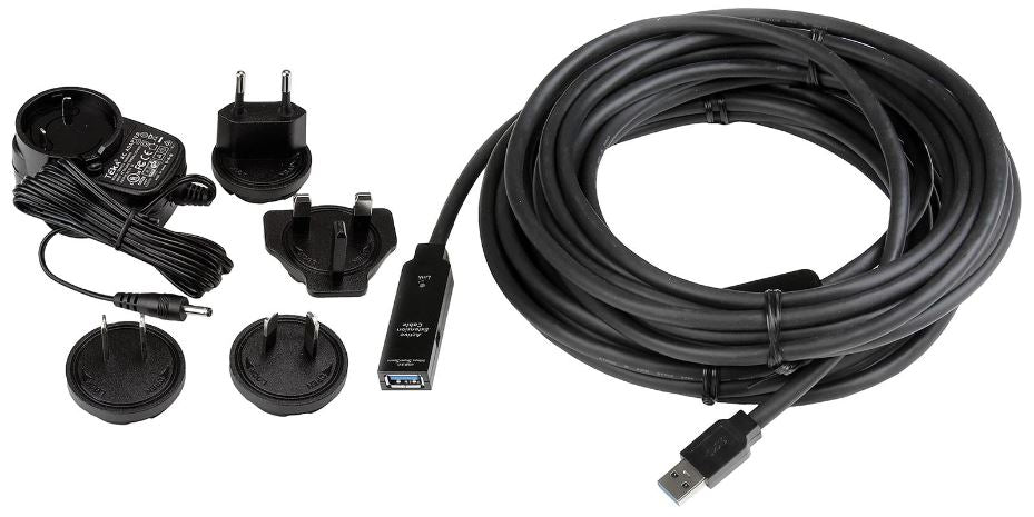 USB 3.0 A Male to Female Active Extension Lead, Black