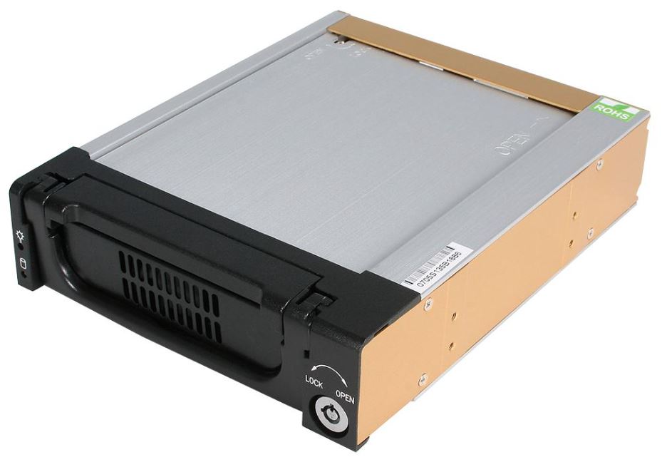 5.25" Rugged SATA Hard Drive Mobile Rack Drawer, Black Aluminium