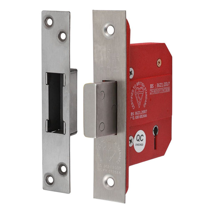 5 Lever British Standard Deadlock - Stainless Steel - Satin (Size 66 case / 45 backset - 1 Each)