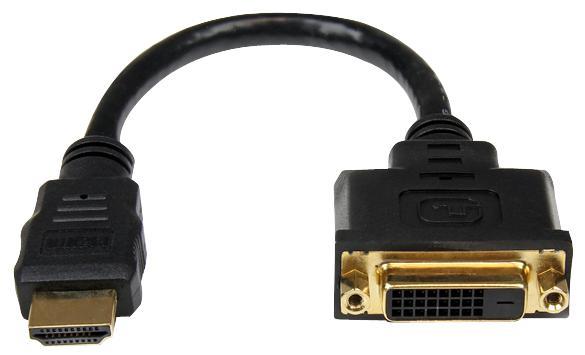 HDMI Male to DVI-D Female Lead, 0.2m Black