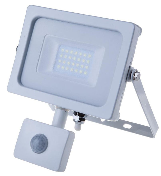 20W LED Floodlight with PIR, 6400K, 1600lm, White, IP65