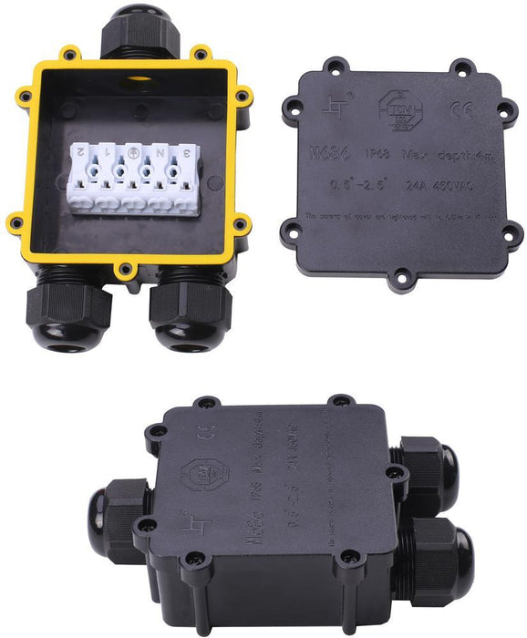 Waterproof Box Terminal Block, Black, IP68, 8-12mm