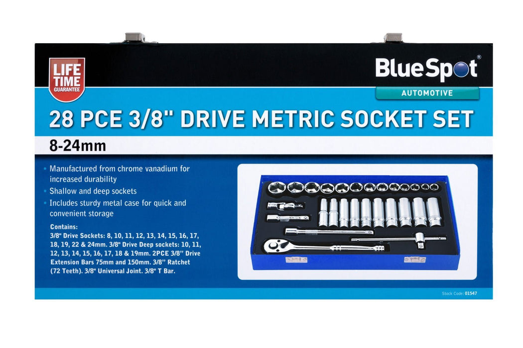 28PCE 3/8" Drive Metric Socket Set (8-24mm)