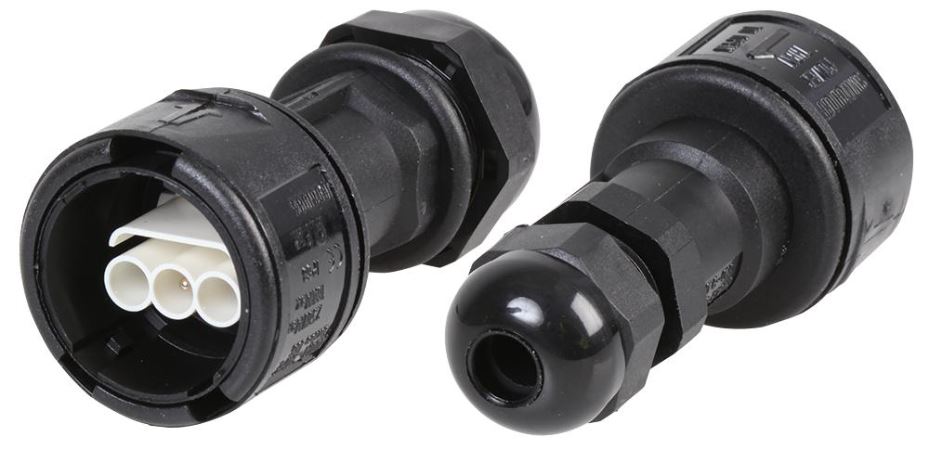 Aqua-Safe In-Line Waterproof Connector, Female Housing, 3 Pole Plug, 13mm Cable