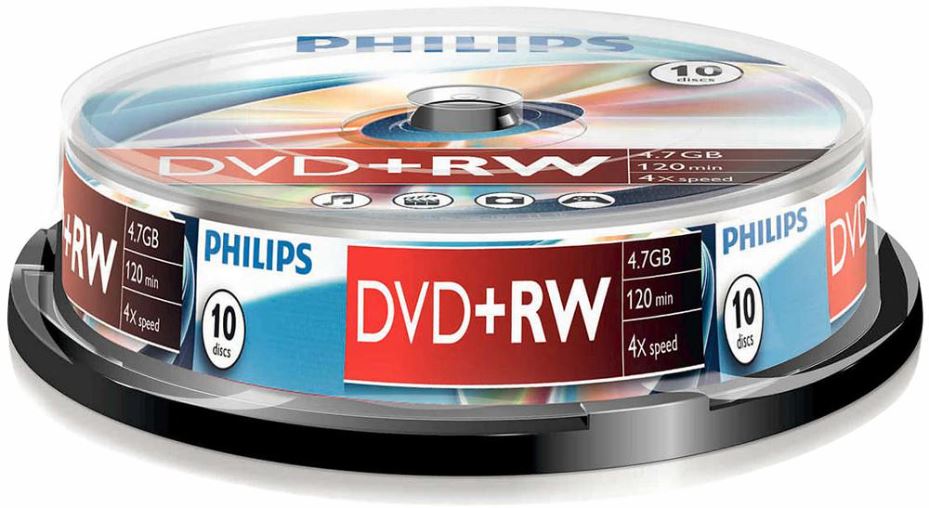 4x Speed DVD+RW Blank DVDs - Spindle 10 Pack