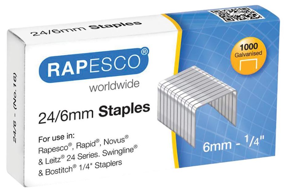 Galvanised Staples, 24/6mm, Box of 1000