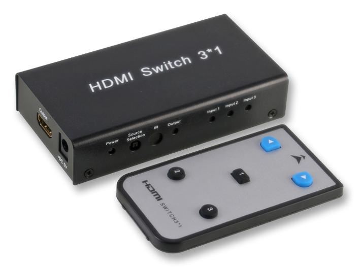 3 to 1 Mini HDMI Switch - Suitable for Full HD 1080p