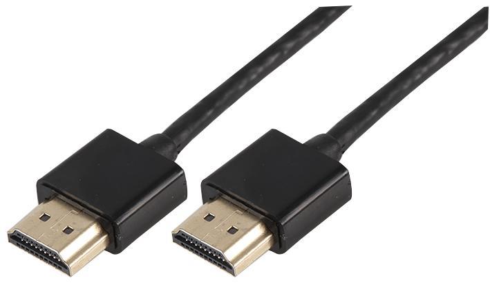 HDMI Lead with Ethernet, Male to Male, ABS Connectors, Black