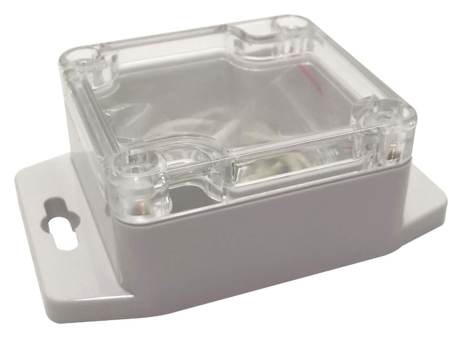 IP65 Polycarbonate Enclosure with Flanges, Clear Lid