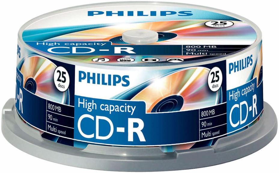 High Capacity CD-R Blank CDs 800MB - Spindle 25 Pack