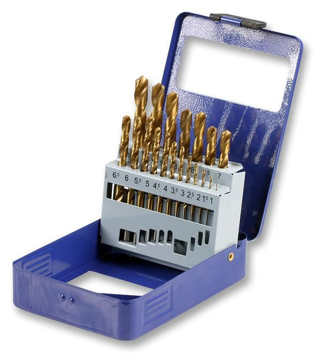 1mm-10mm Titanium Coated HSS Metal Drill Bit Set, 19 Piece