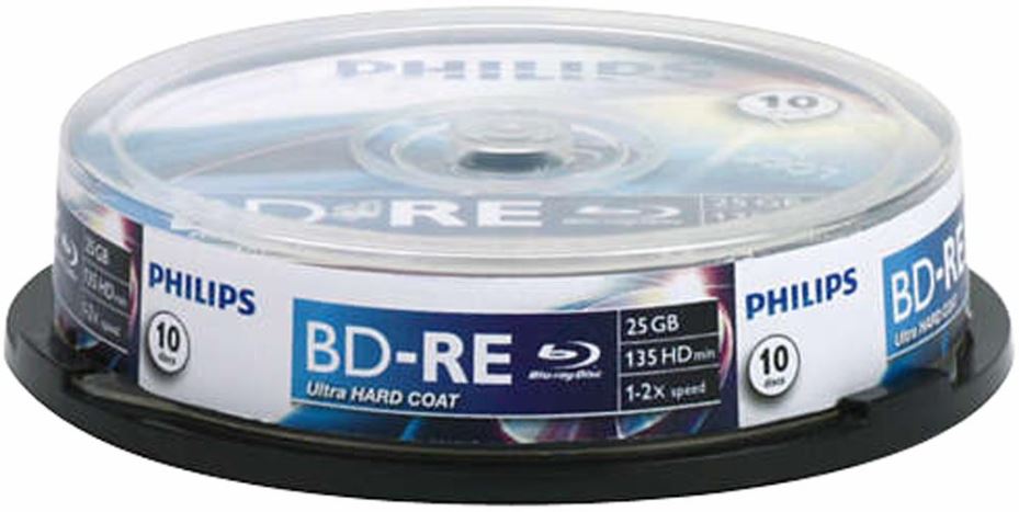 2x Speed BD-RE Rewritable Blank Blu-ray Discs - Spindle 10 Pack