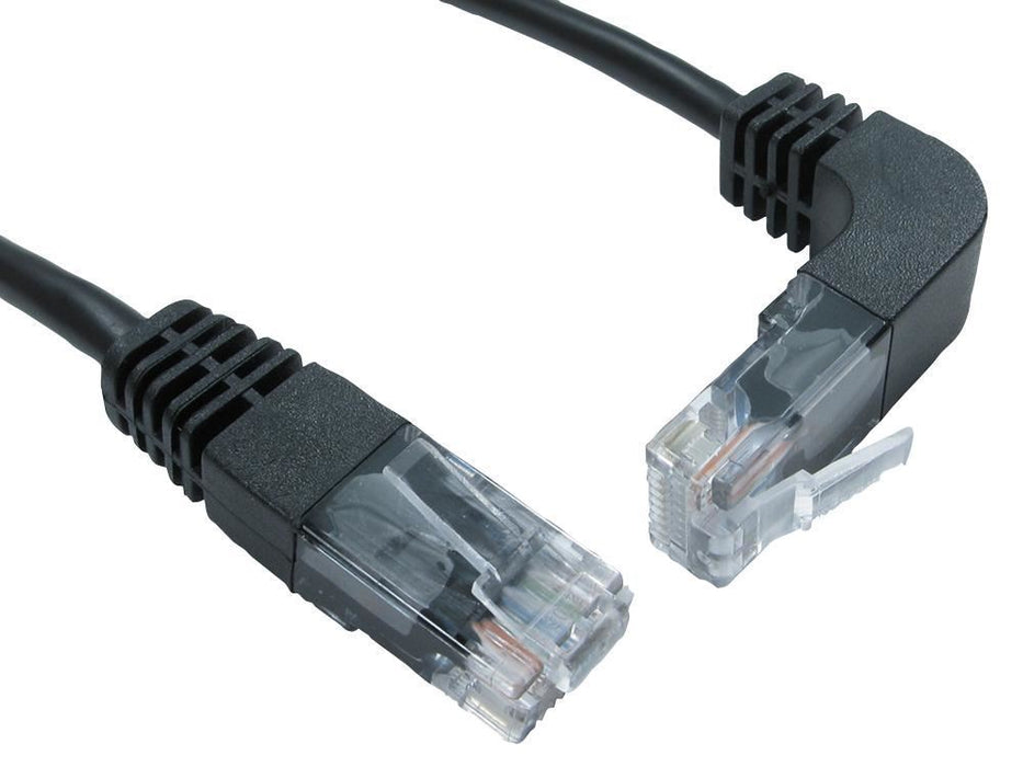 PRO SIGNAL Cat5e Straight RJ45 to Right Angled Up RJ45 Ethernet Patch Lead, 0.5m