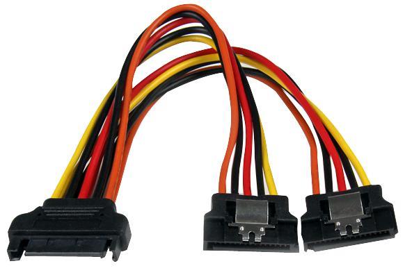 STARTECH 15-Pin SATA Power Male to 2x15-pin SATA Power Female Splitter Lead 15cm
