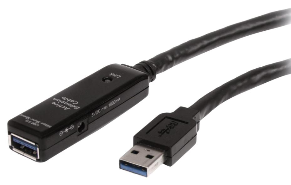 USB 3.0 A Male to Female Active Extension Lead, Black