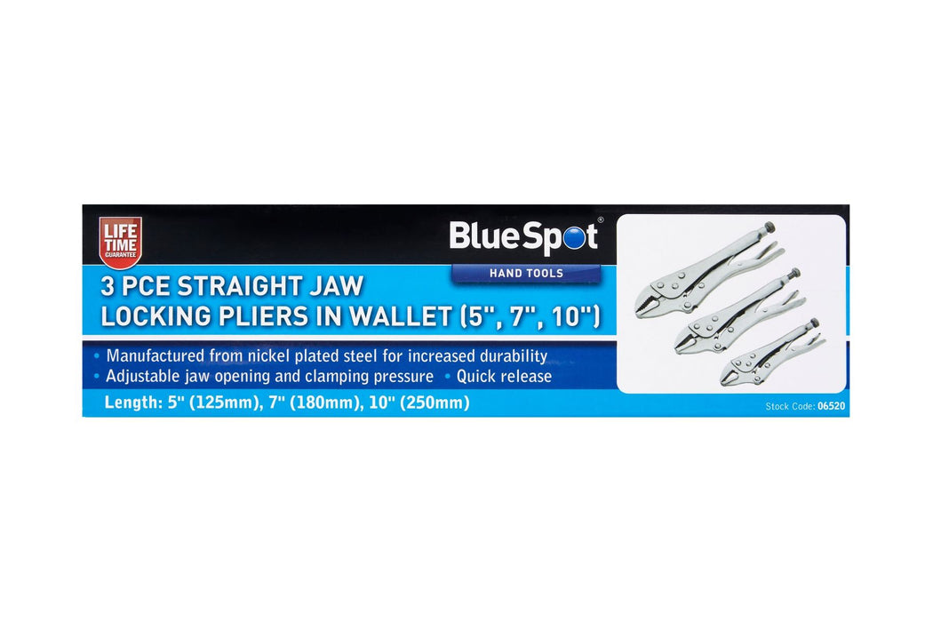 3 PCE Straight Jaw Locking Pliers In Wallet (5", 7", 10")