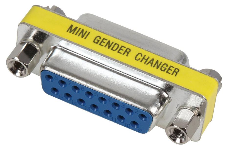 Gender Changer, 15 Pin D-Sub, Female to Female