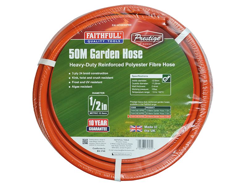 Prestige Heavy-Duty Garden Hose 50m 12.5mm (1/2in) Diameter