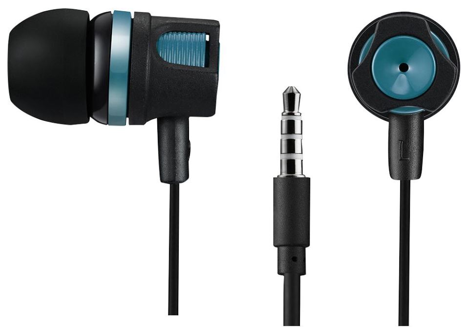 Stereo Earphones with Inline Microphone, Grey-Blue