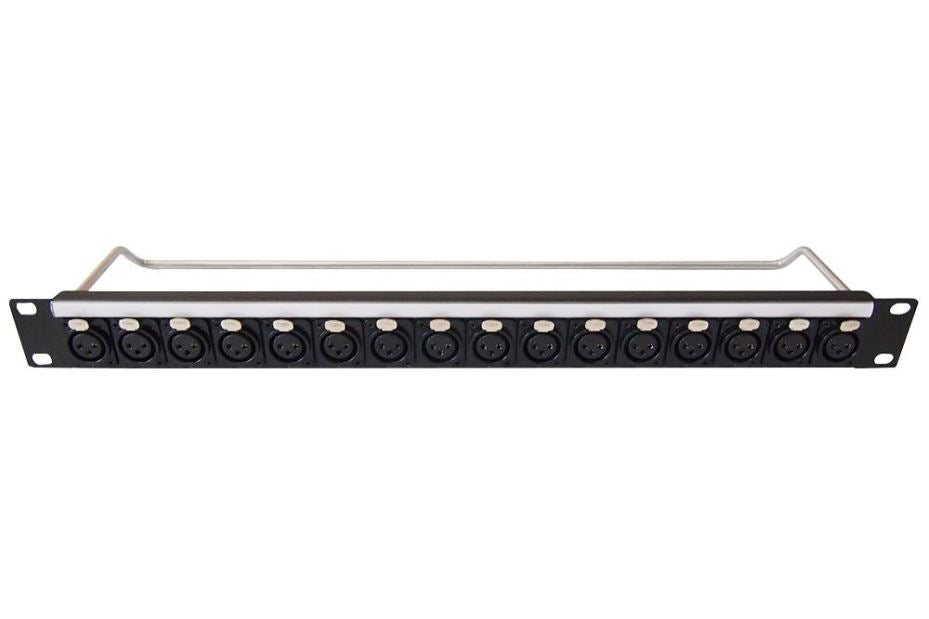 1U Loaded Patch Panel, 16 XLR Ports, 3DCF