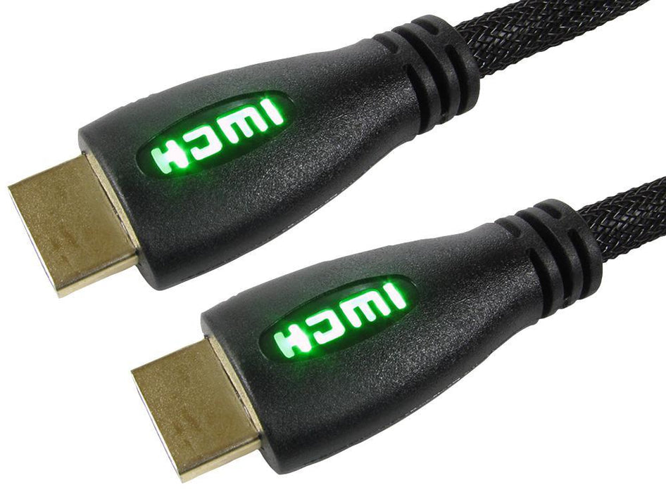 High Speed HDMI Lead Male to Male Green LED Display Braided