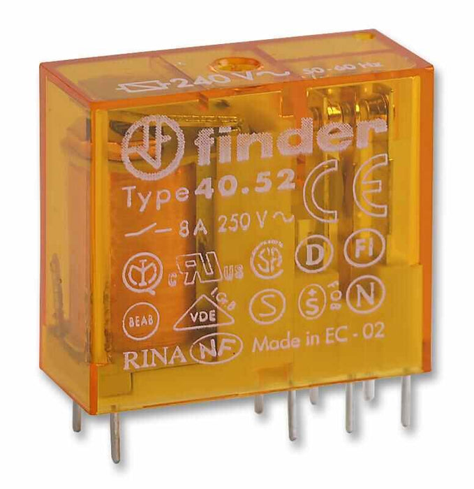 Relay, PCB 8A DPCO 240V ac